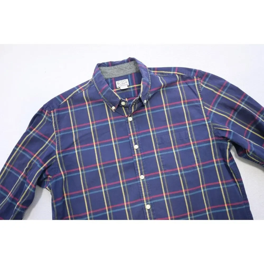 J Crew Dress Shirt Plaid Casual Button‎ Up Long Sleeve Mens Size Large